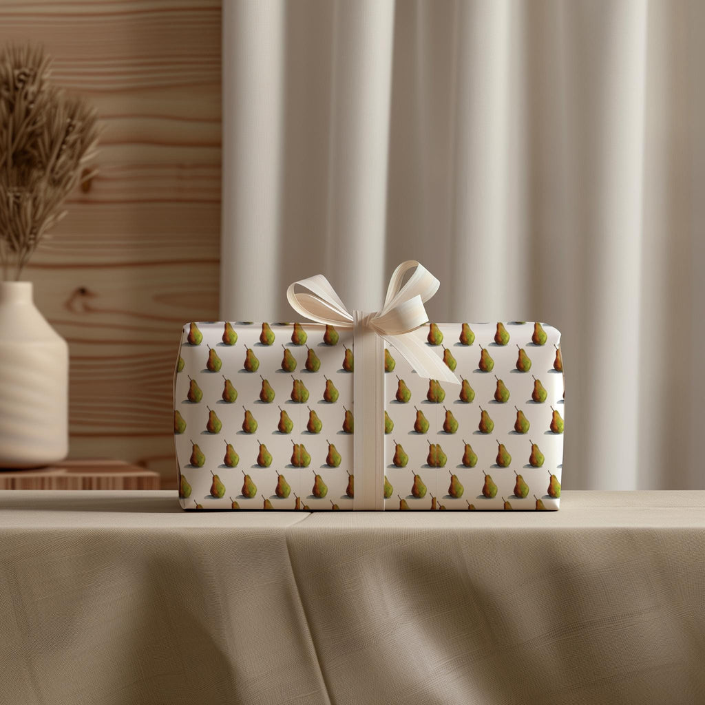 Watercolor Pear Wrapping Paper: Botanical Fruit Print, Eco-Friendly Gift Wrap