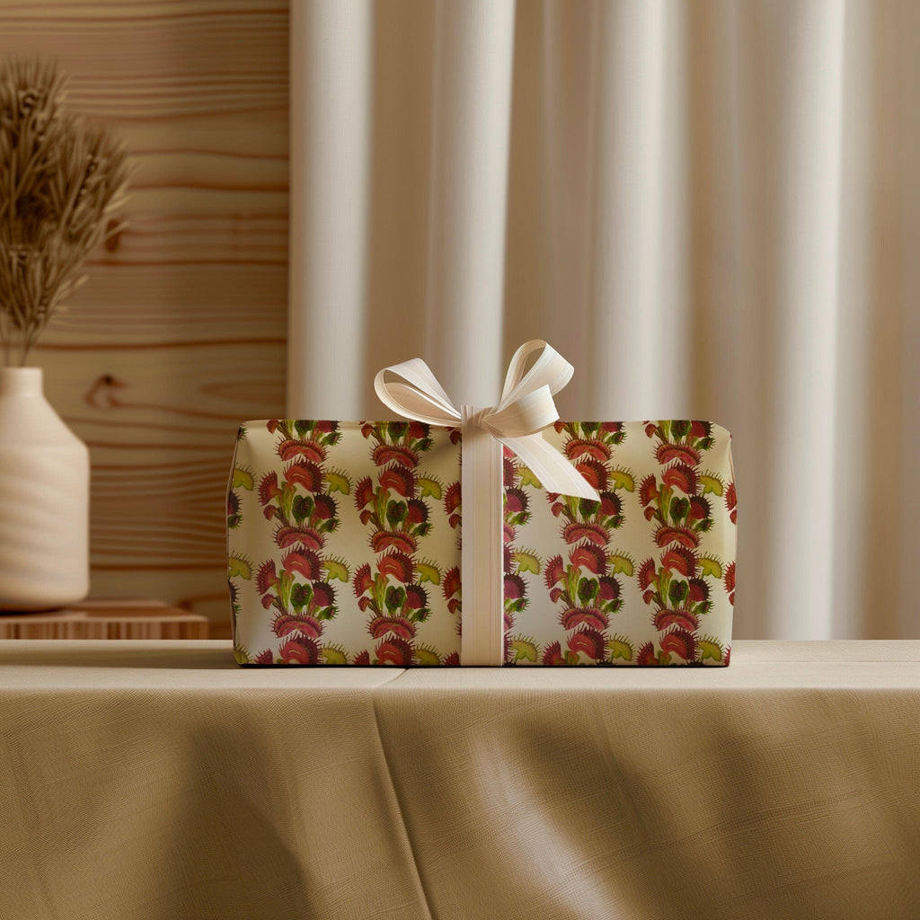Venus Flytrap Wrapping Paper: Watercolor Botanical Print, Eco-Friendly Gift Wrap