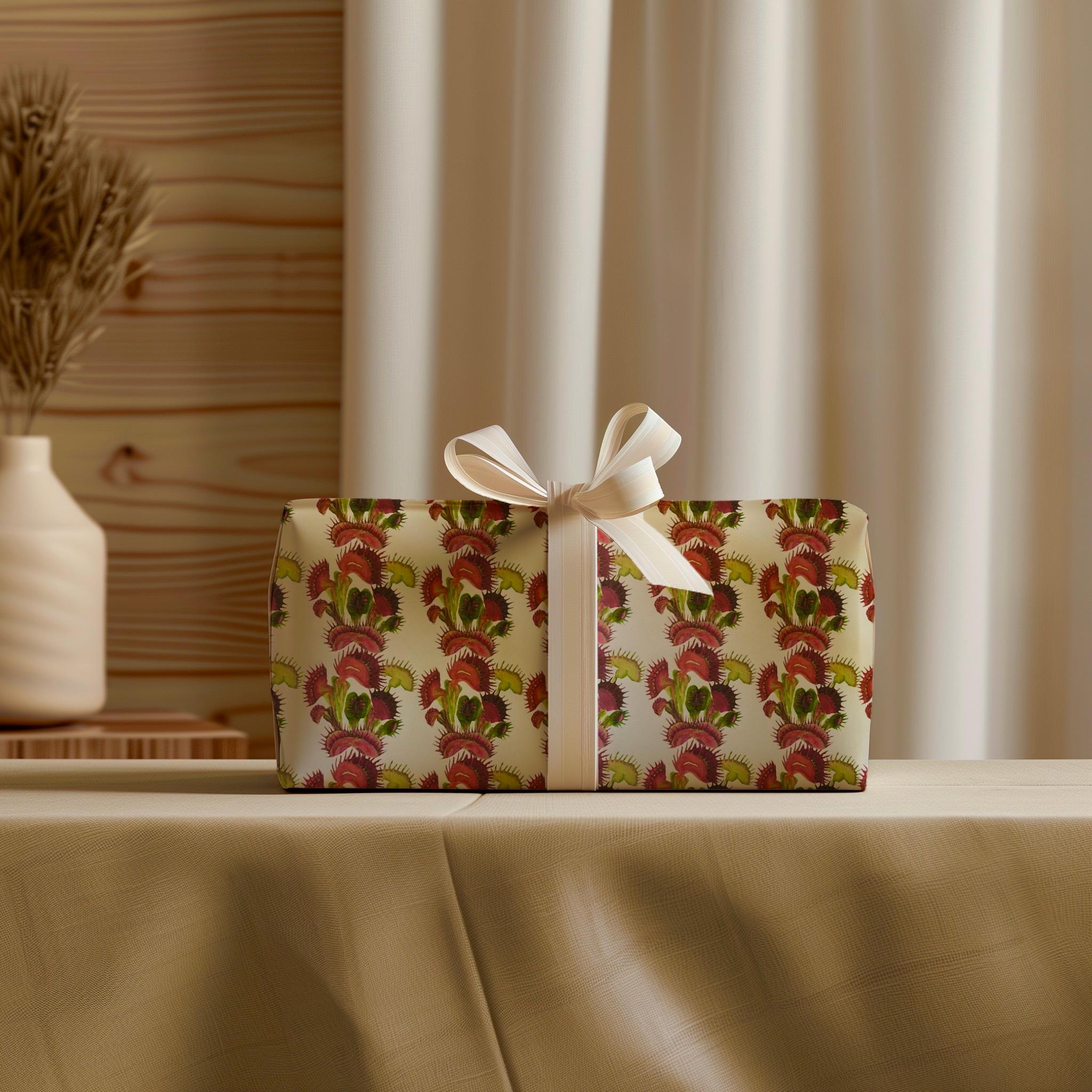 Venus Flytrap Wrapping Paper: Watercolor Botanical Print, Eco-Friendly Gift Wrap