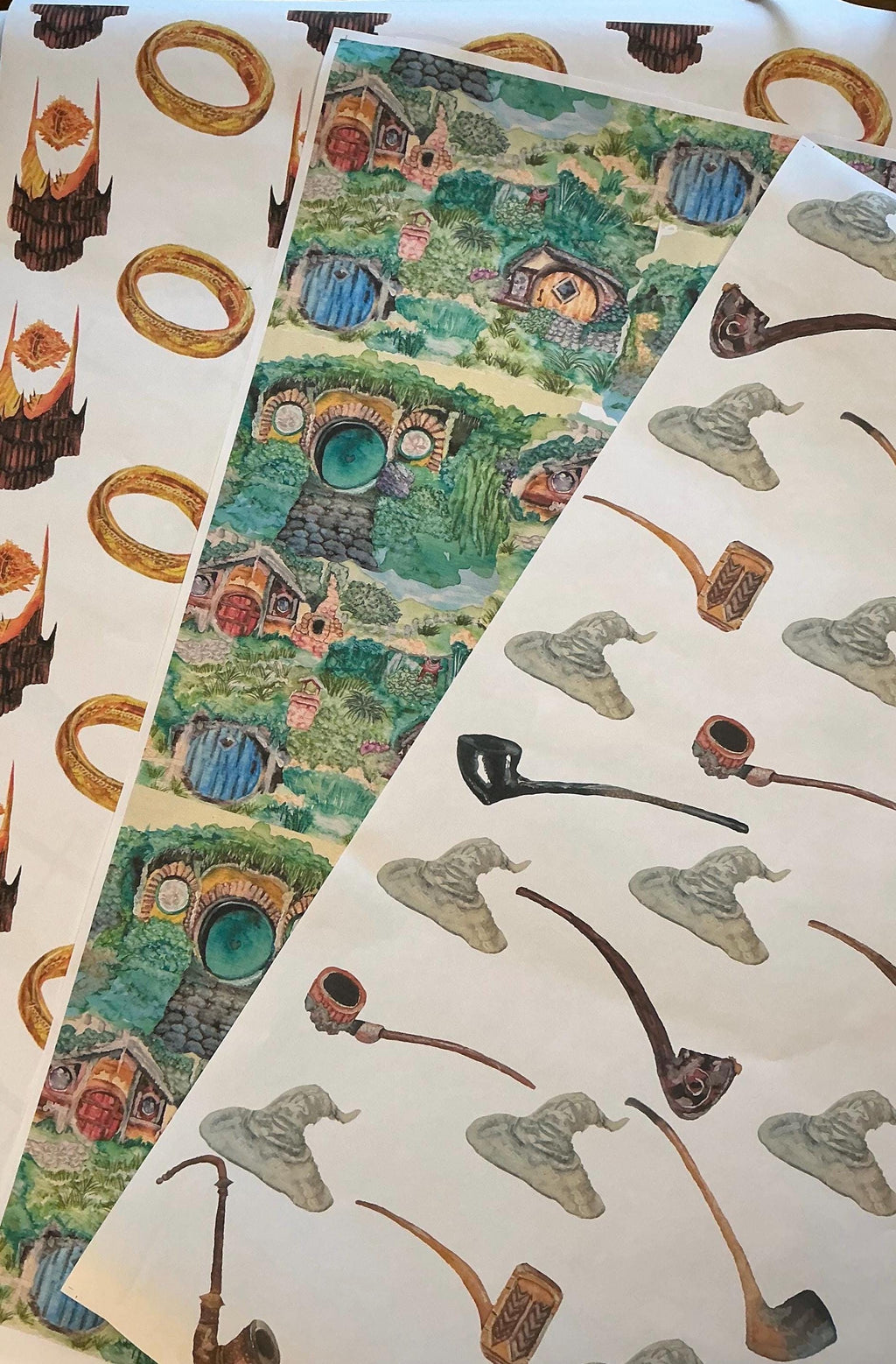 Fantasy Wrapping Paper Variety Pack, Lord of the Rings Inspired Gift Wrap, Shire & Eye of Sauron