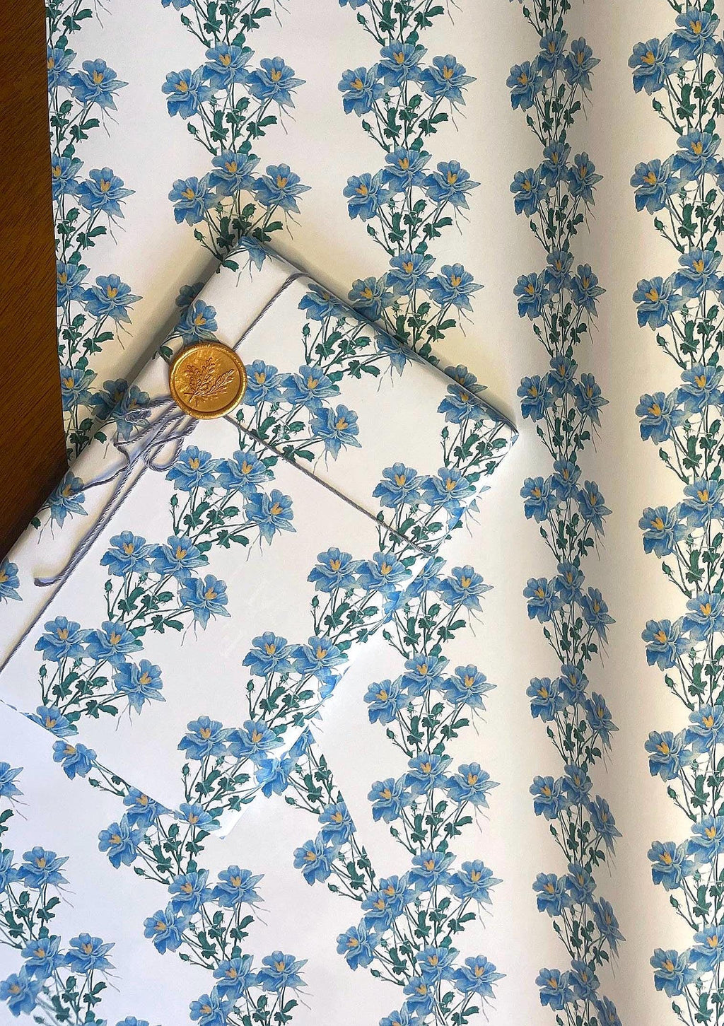 Vintage Pastel Blue Floral Wrapping Paper: Botanical Gift Wrap
