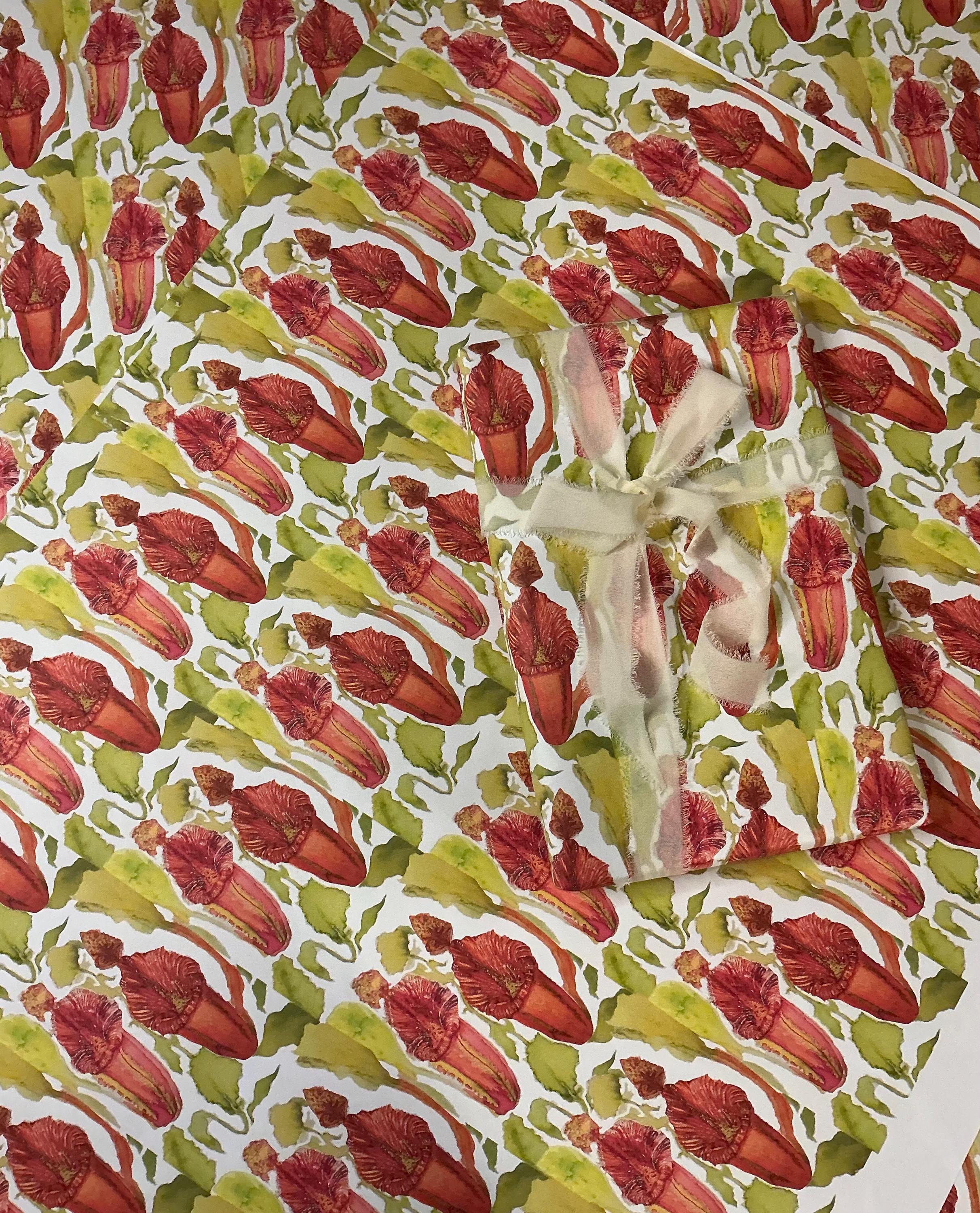 Pitcher Plant Wrapping Paper: Watercolor Botanical Gift Wrap