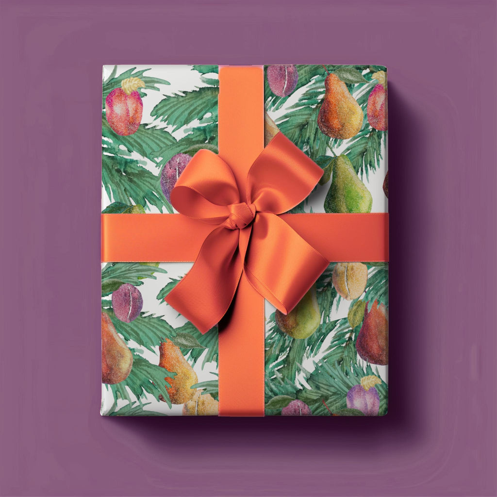 Sugar Plum Pear Christmas Wrapping Paper, Watercolor Wrap