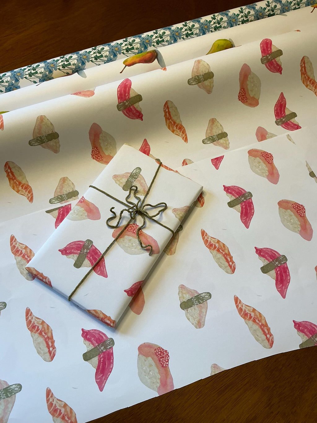 Sushi Gift Wrap: Hand-Painted Nigiri Watercolor Paper