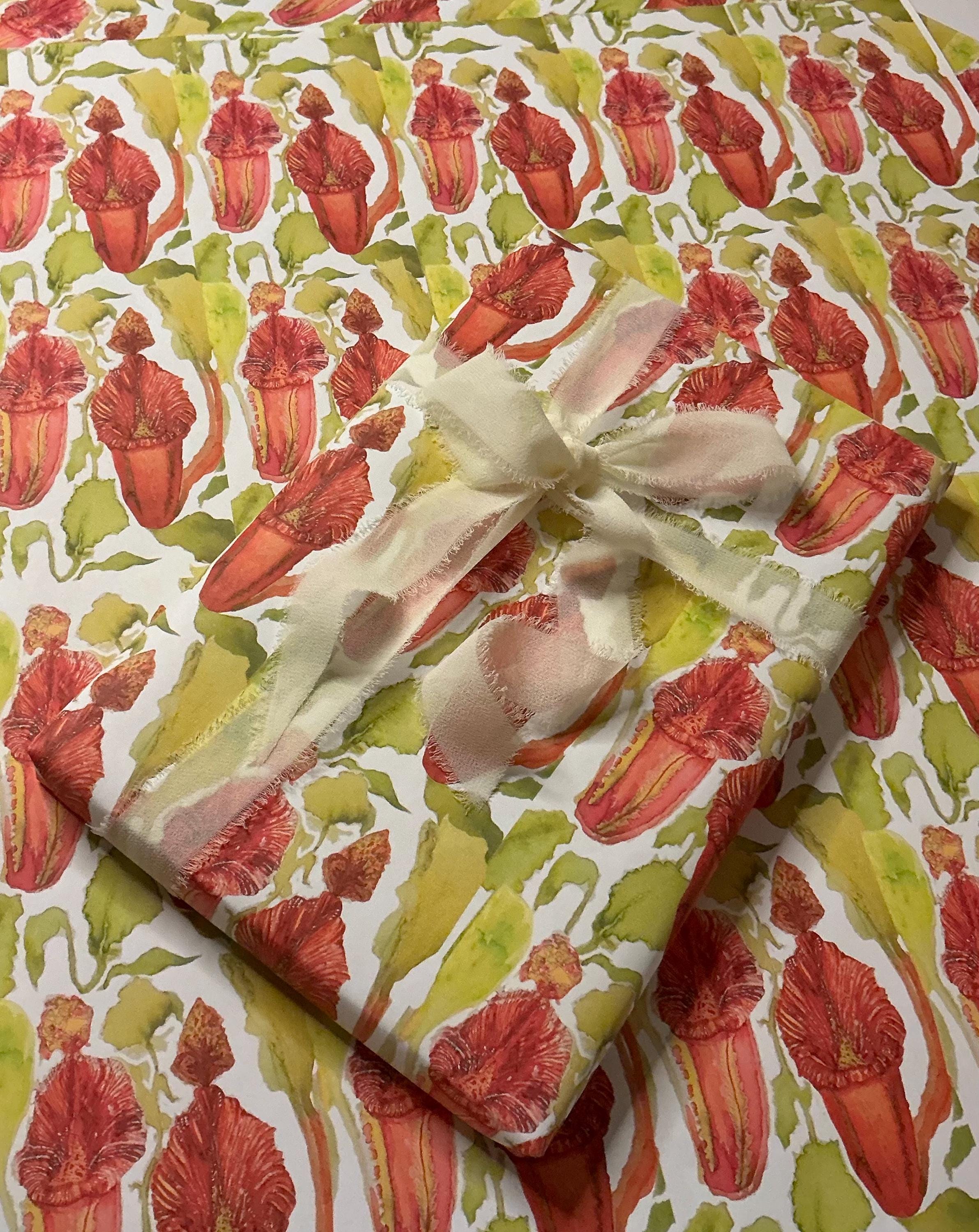Carnivorous Plant Wrapping Paper Variety Pack, Botanical Gift Wrap, Venus Flytrap Pitcher Plants