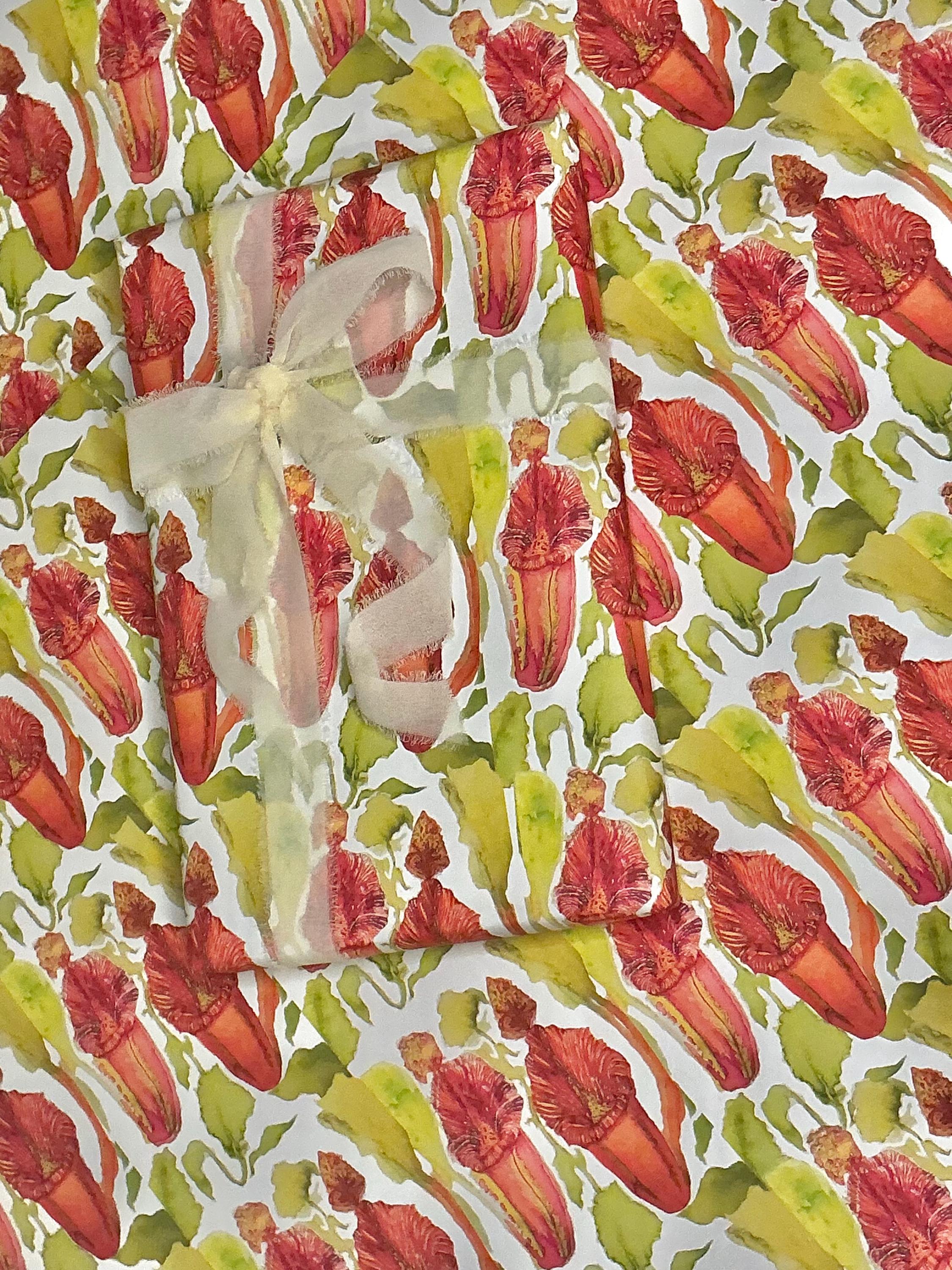 Pitcher Plant Wrapping Paper: Watercolor Botanical Gift Wrap