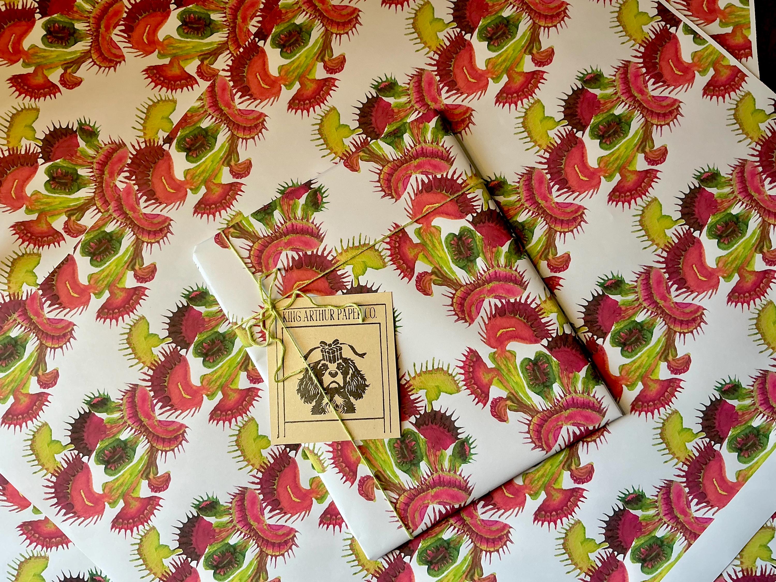 Carnivorous Plant Wrapping Paper Variety Pack, Botanical Gift Wrap, Venus Flytrap Pitcher Plants