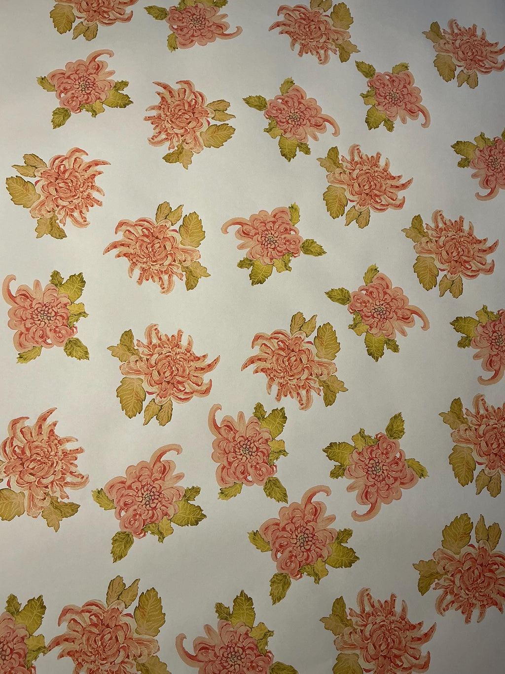 Red Mum Floral Wrapping Paper, Watercolor Valentines Day Gift Wrap