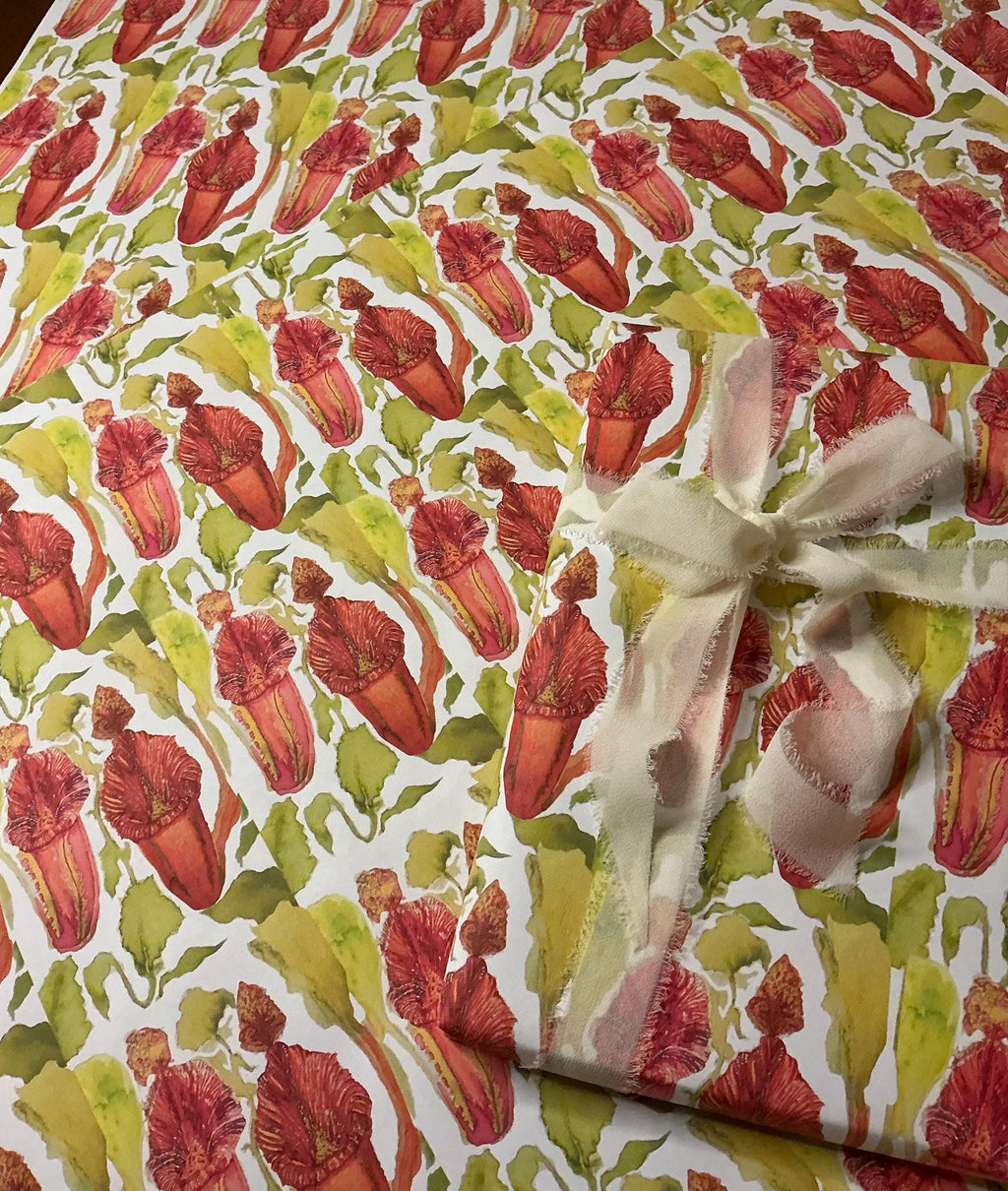 Pitcher Plant Wrapping Paper: Watercolor Botanical Gift Wrap
