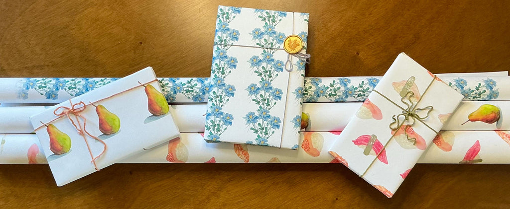 Vintage Pastel Blue Floral Wrapping Paper: Botanical Gift Wrap