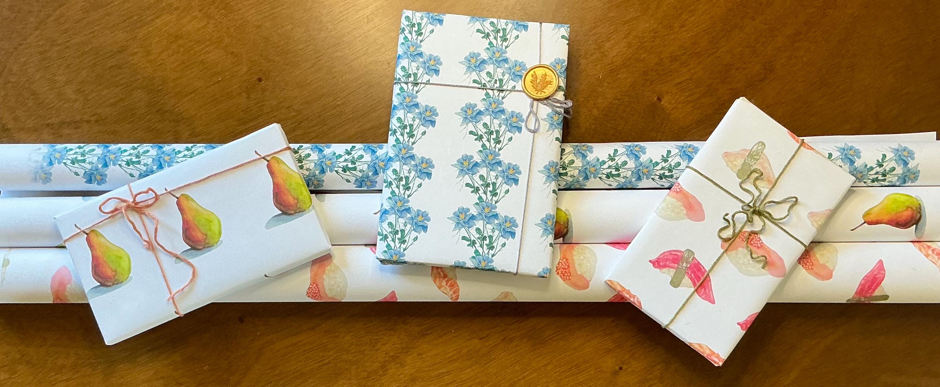 Vintage Pastel Blue Floral Wrapping Paper: Botanical Gift Wrap