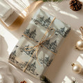 Winter Deer Wrapping Paper, Black and White Watercolor Wrap