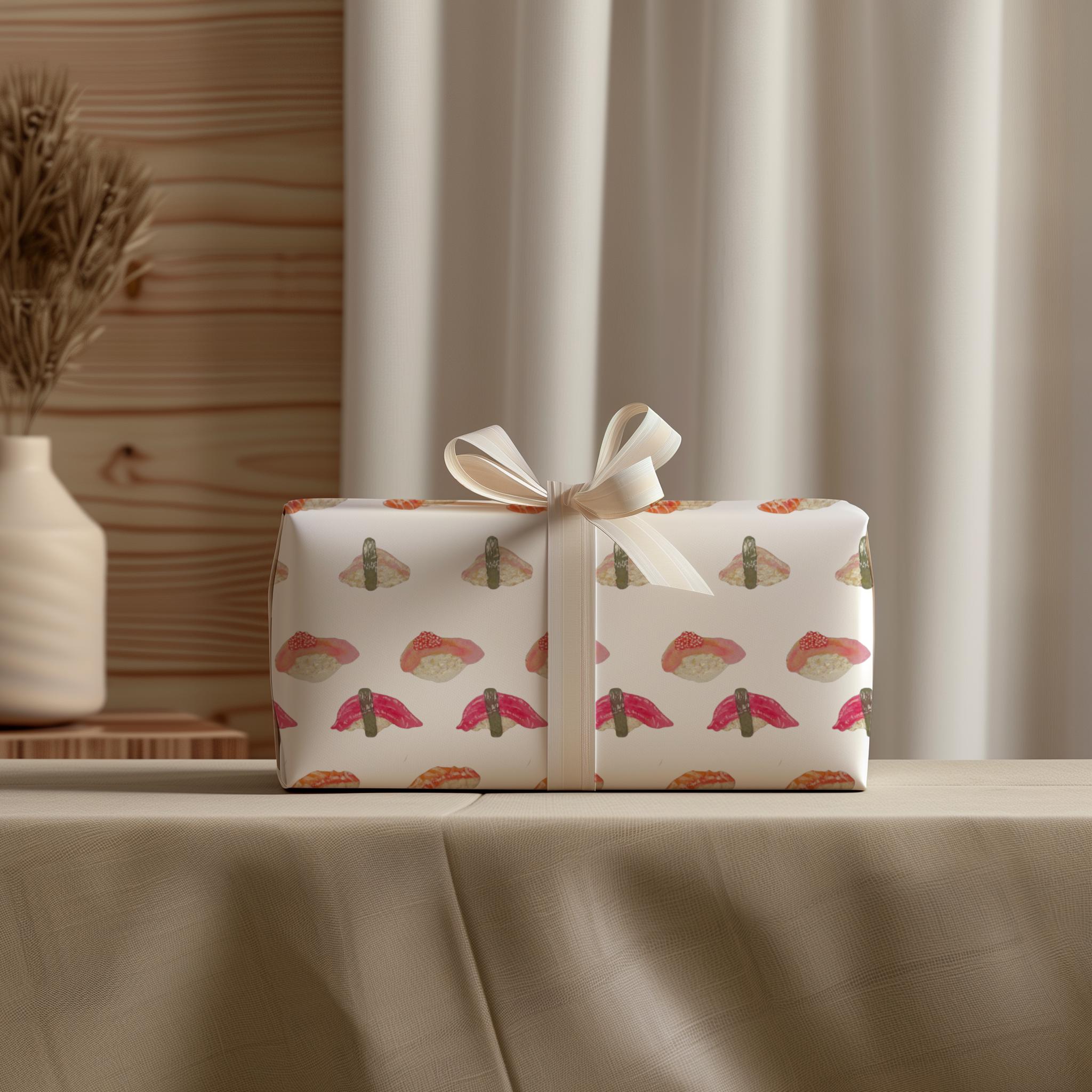 Sushi Gift Wrap: Hand-Painted Nigiri Watercolor Paper